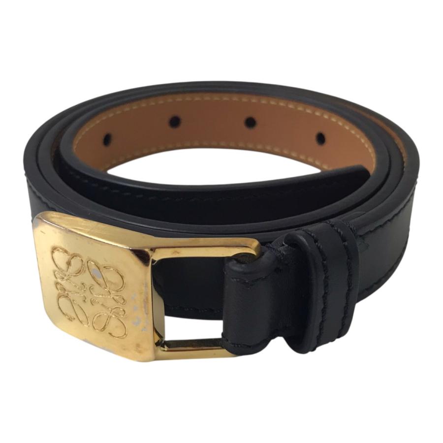 LOEWE ブラックレザーベルト 30-75 LOEWE（ロエベ） レザーベルト ブラック サイズ：75/30 : カインドオル