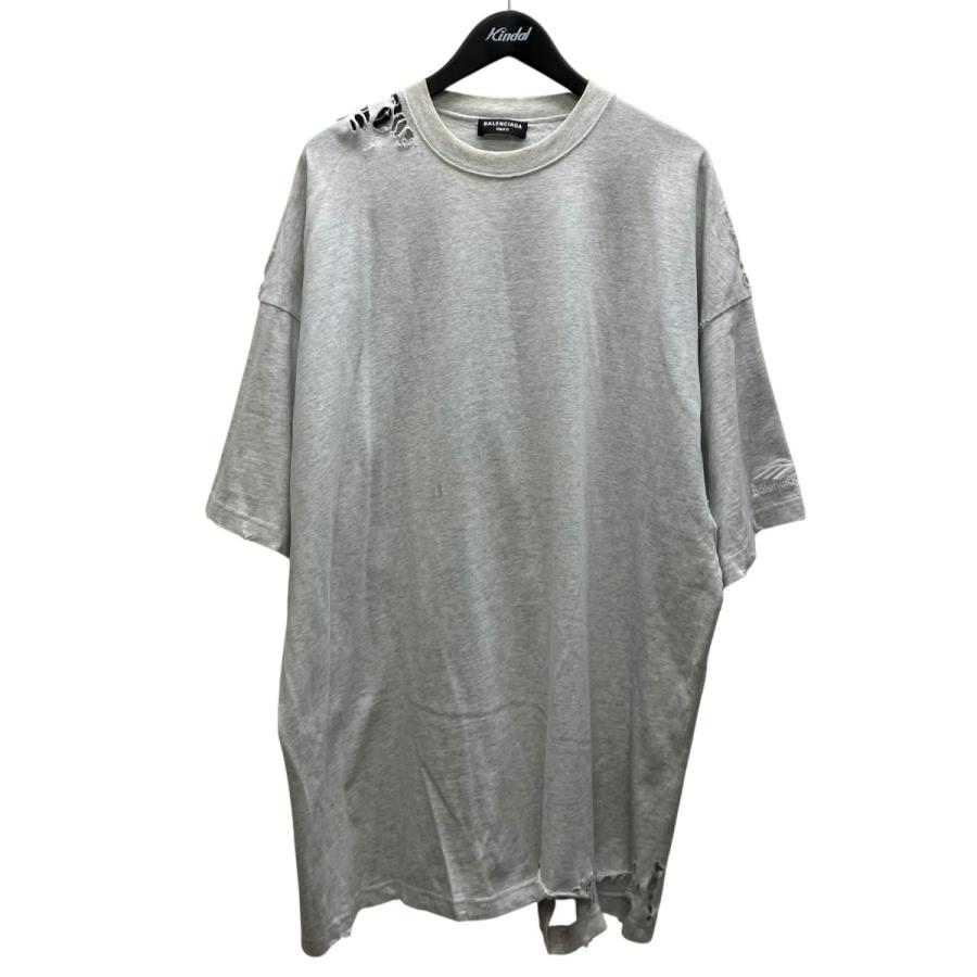 BALENCIAGA（バレンシアガ） デストロイ加工半袖Tシャツ グレー サイズ