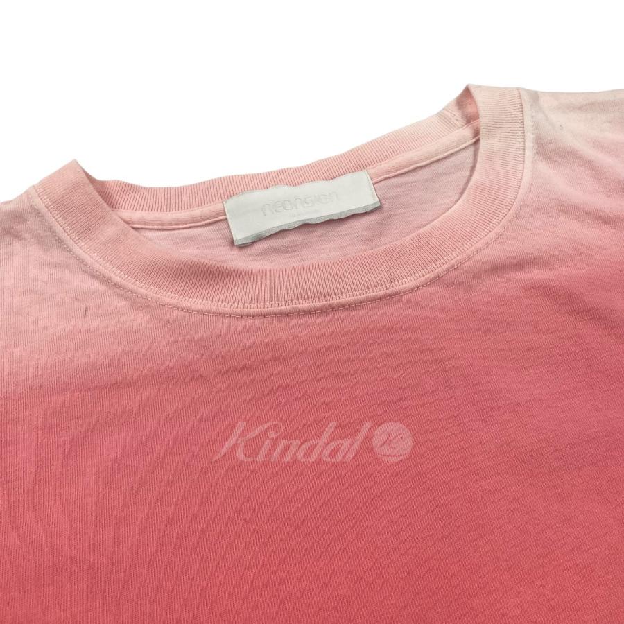 NEON SIGN グラデーションクルーネックTシャツ ピンク サイズ：46 