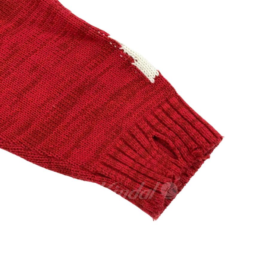 値下げ】KAPITAL 「5G Cotton Knit BONE Crew Sweater」 ダメージ加工