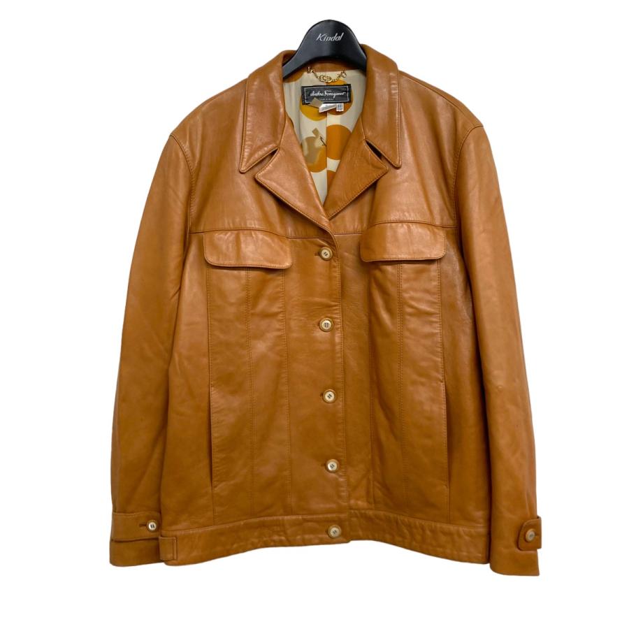 値下げ】Salvatore Ferragamo レザージャケット ブラウン サイズ：46 