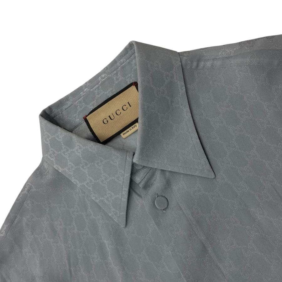 値下げ】GUCCI シルクレープシャツ 751054 スカイブルー サイズ：39 15  