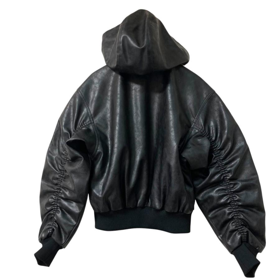 adidas JX9225 ブラックレザージャケット M adidas(アディダス) ビンテージ フェイクレザージャケットJX9225