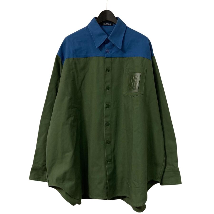 RAF SIMONS　22AW　バイカラーオーバーサイズデニム長袖シャツ　極美品 RAF SIMONS ラフシモンズ 22AW オーバーサイズ バイカラーデニム