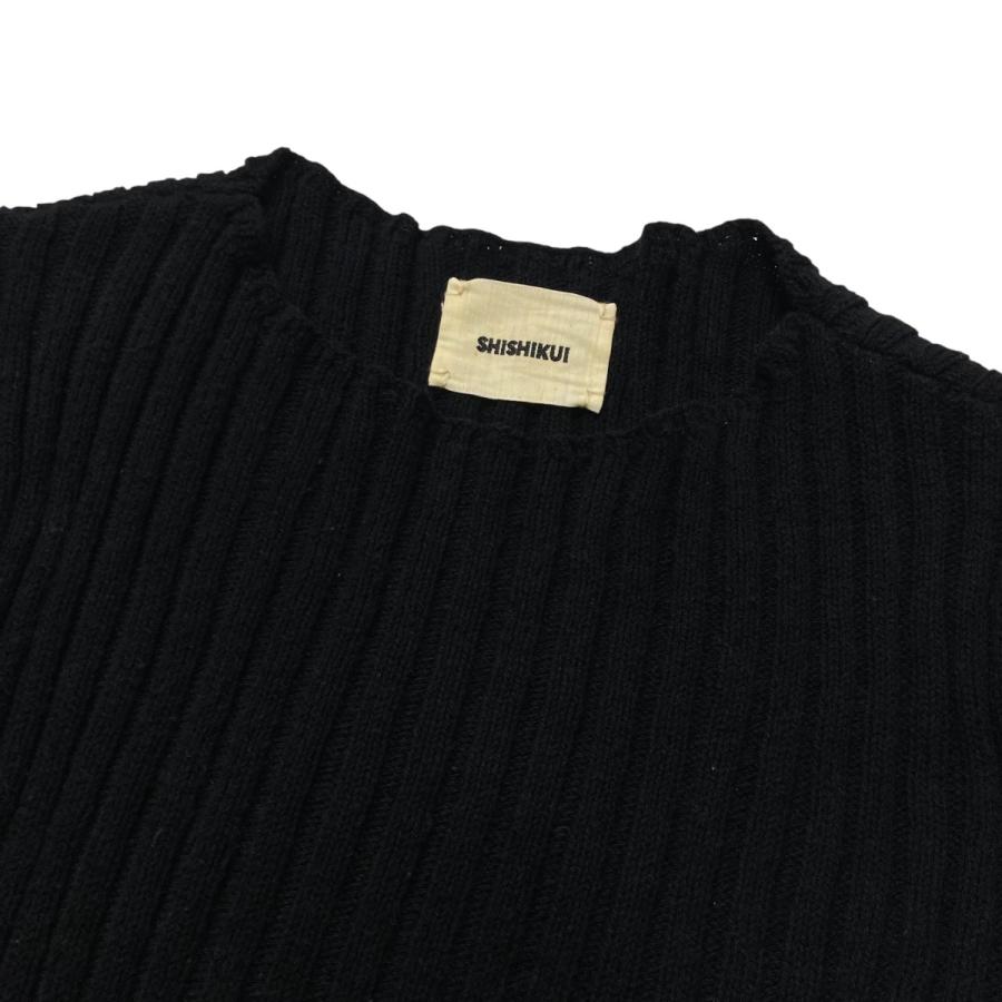 SHISHIKUI ブラック　ニット シシクイ SHISHIKUI 半袖ニット ブラック サイズ：free : カインドオル