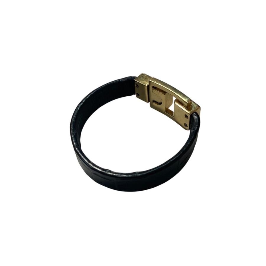 SAINT LAURENT ブラックレザーブレスレット メンズ SAINT LAURENT ブラックレザーブレスレット