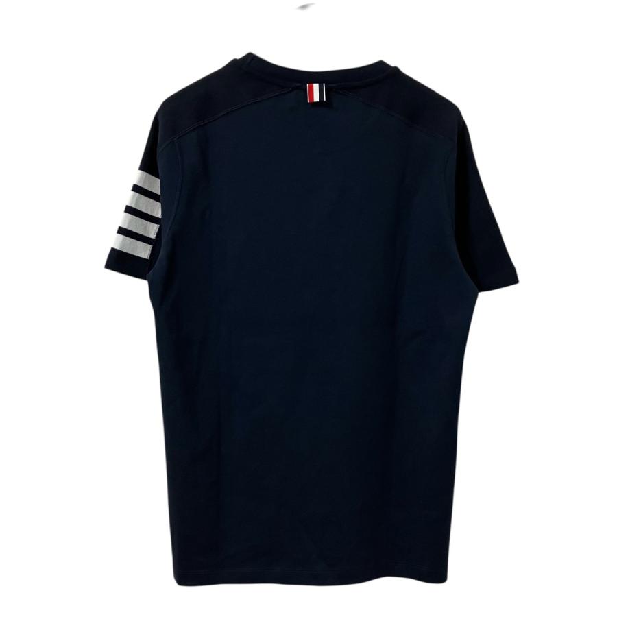トム・ブラウン Thom Browne 4BAR クルーネックＴシャツ MJS246A 07323 415 ネイビー サイズ：1の画像
