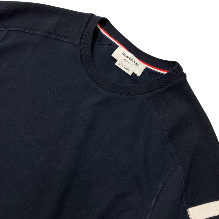トム・ブラウン Thom Browne 4BAR クルーネックＴシャツ MJS246A 07323 415 ネイビー サイズ：1の画像