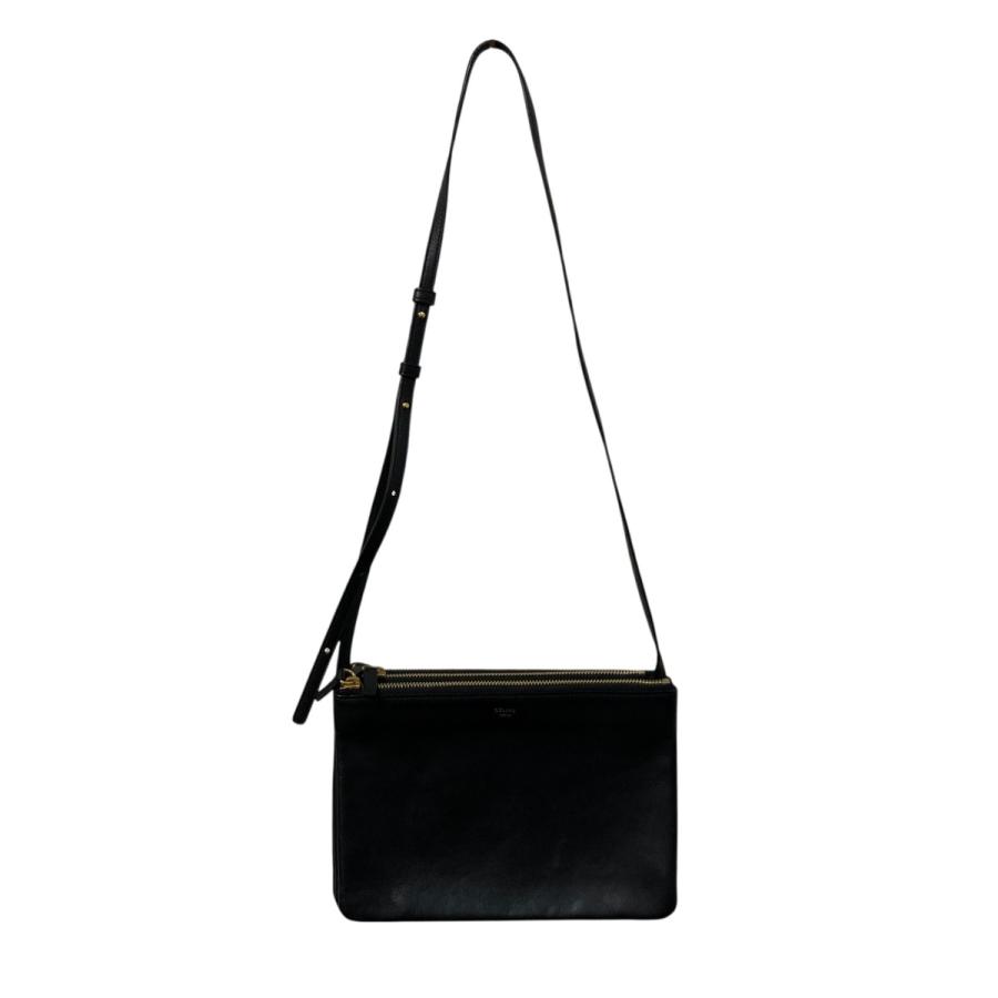 【美品】CÉLINE トリオ スモール ブラック 美品】CÉLINE トリオ スモール ブラック セリーヌ トリオ スモール