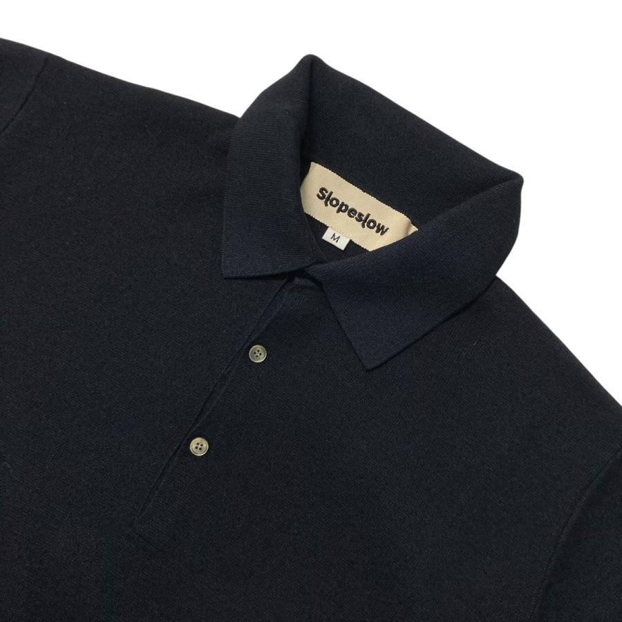 スロープスロウ SLOPESLOW Polo sweater Paper × High twisted wool Half Milano rib_2