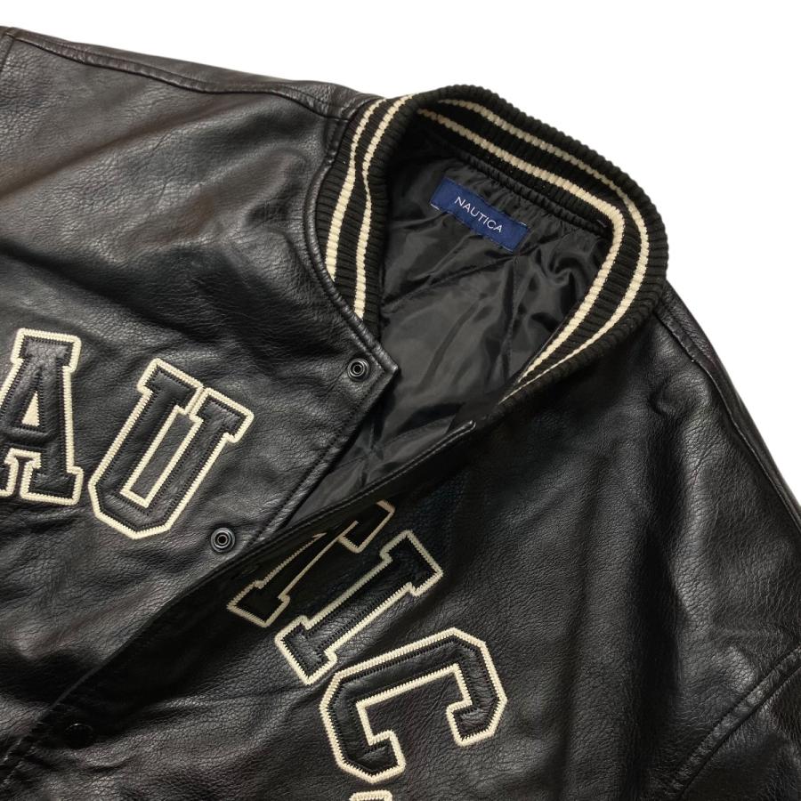 nautica スタジャン　レザージャケット NAUTICA（ノーティカ） アーチロゴオールフェイクレザースタジャン