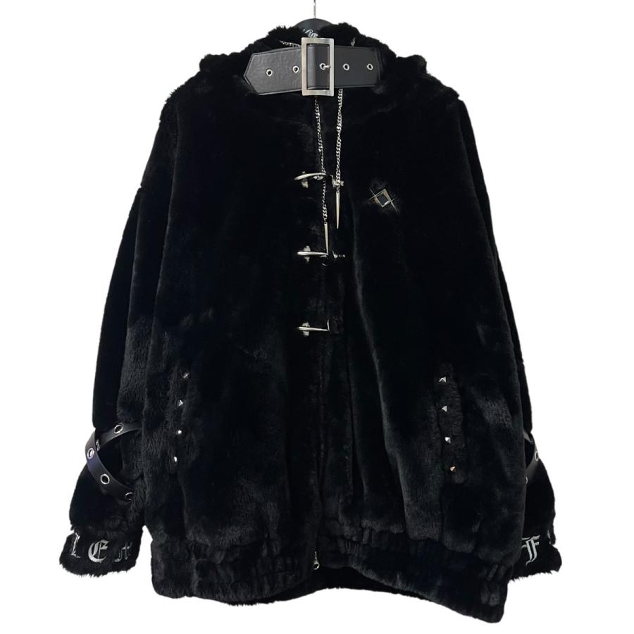 【REFLEM】ファー素材 ブラック ジャケット REFLEM（レフレム） ブルゾン アウター 「REFLEM/レフレム」ベルト付き
