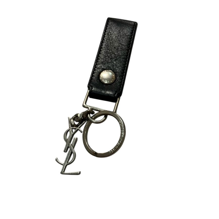 【SAINT LAURENT PARIS】　キーリング サンローランパリ Saint Laurent Paris ロゴキーホルダー ブラック