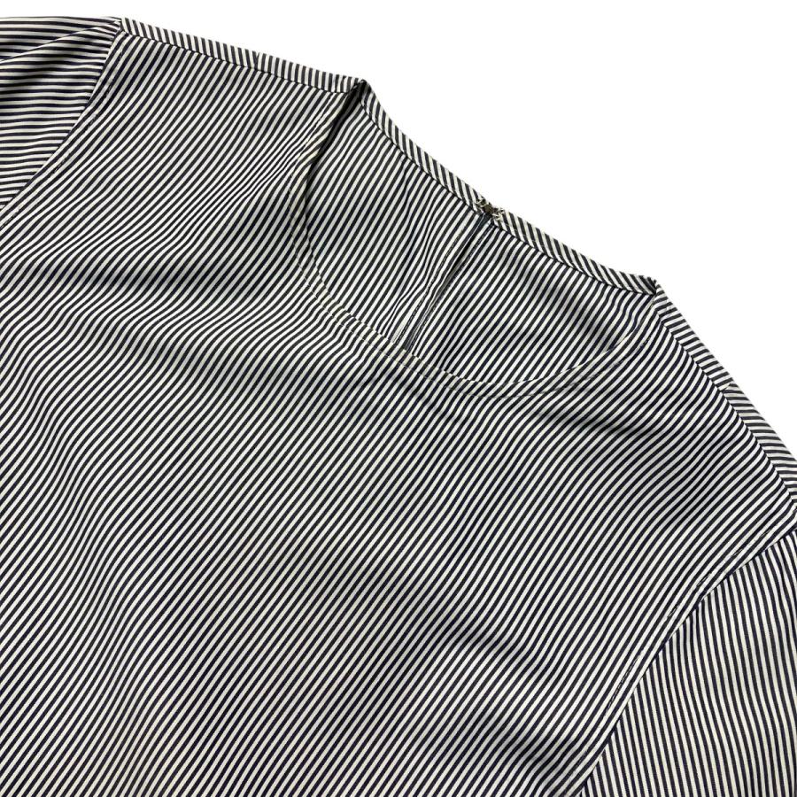 MACPHEE（マカフィー） ノーカラーストライプシャツ スカイブルー