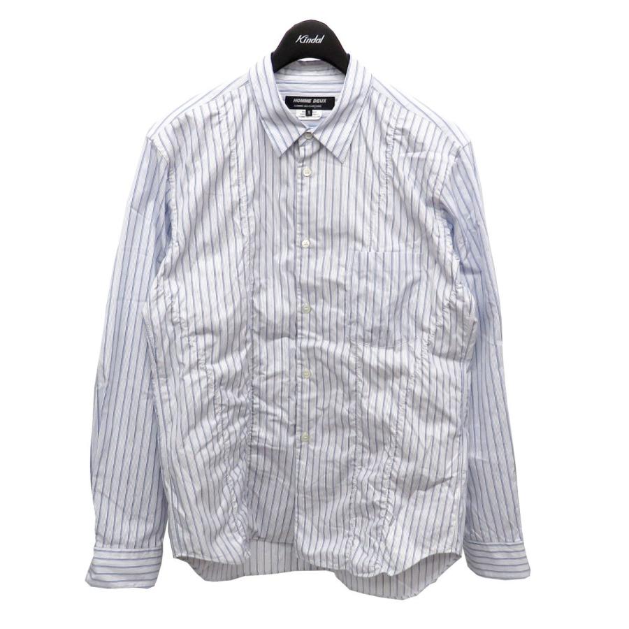 3月8日値下 Comme Des Garcons Homme Deux aw パッカリング ストライプシャツ ブルー サイズ M フレスポ ブランド古着カインドオル 通販 Yahoo ショッピング