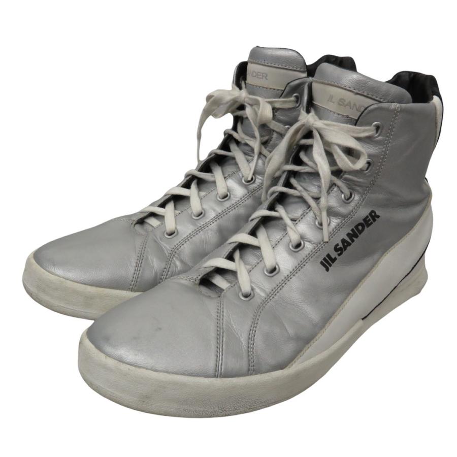 JIL SANDER ハイカットスニーカー シルバー サイズ：44 (フレスポ東 