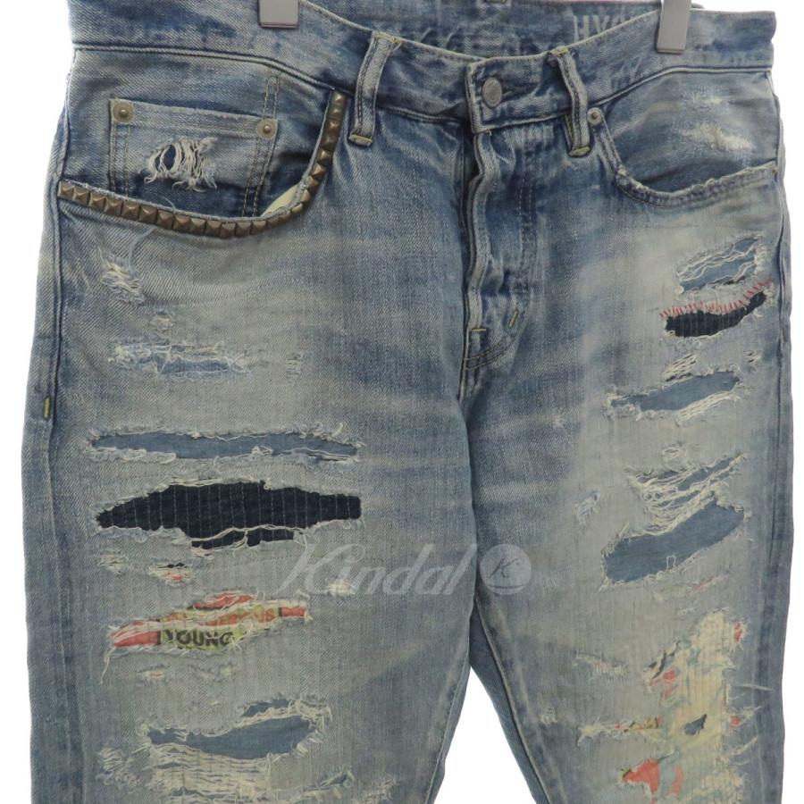 HYSTERIC GLAMOUR HPR加工 スリムストレートデニムパンツ 02183AP12 