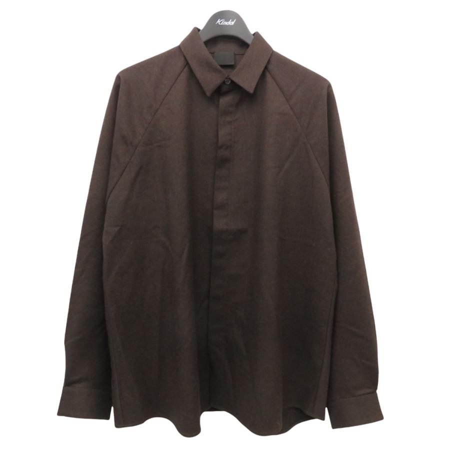 値下げ】山内 ノーミュールシングウールシャツ ブラウン サイズ：4 