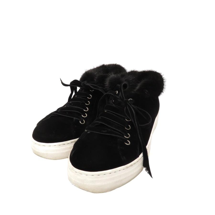 FOXEY 【値下げ】FOXEY ミンクファーベロアスニーカー ブラック サイズ  