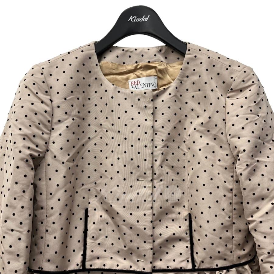 RED VALENTINO ドット柄 フリルノーカラージャケット