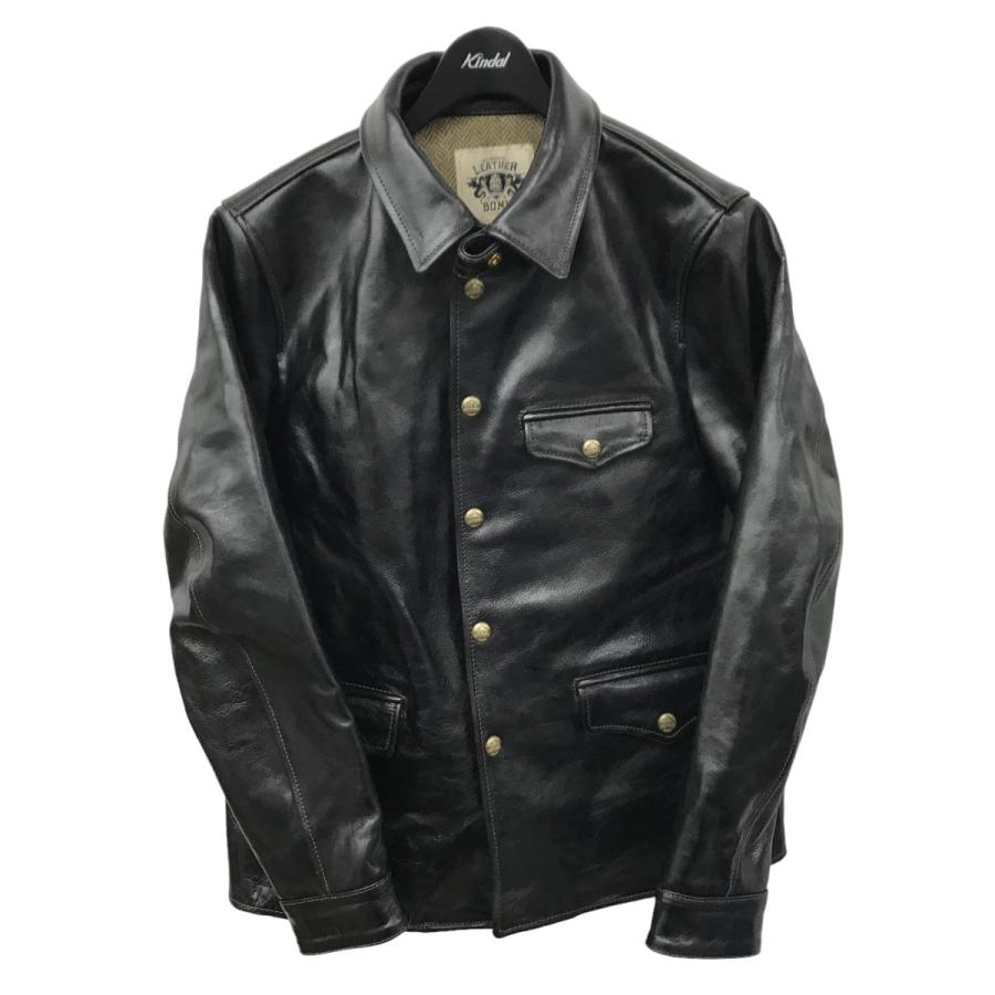 レザーボム LEATHER BOMU ホースハイド レザーカーコート ブラック 