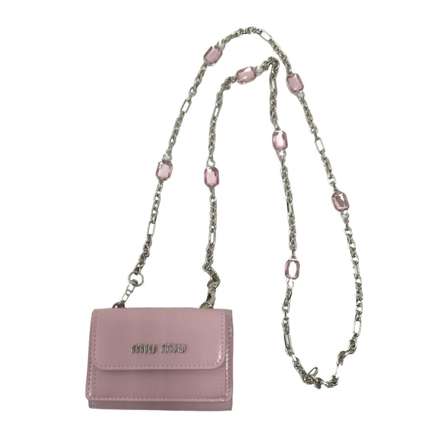 miu 【値下げ】miu クリスタルチェーン ミニウォレット 5MR027 カード 
