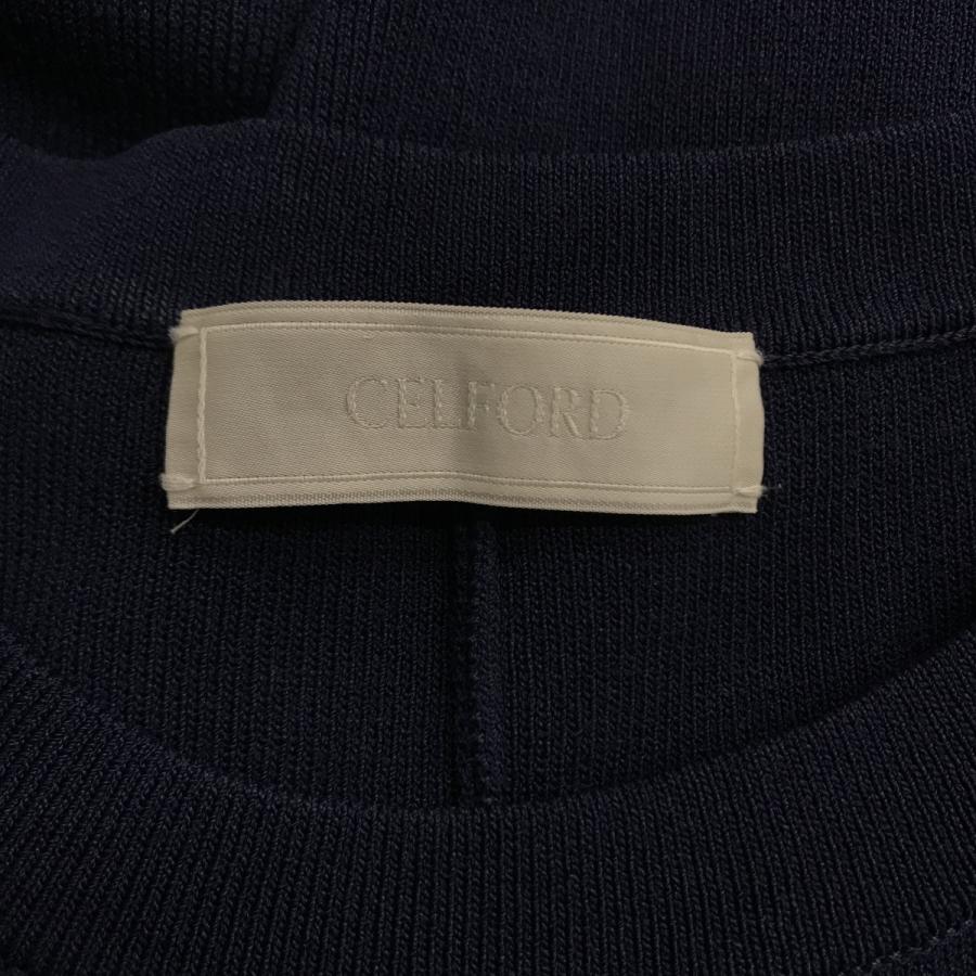 CELFORD ネイビー ノースリーブ ワンピース セール】ボウタイノースリーブニットワンピース（ワンピース