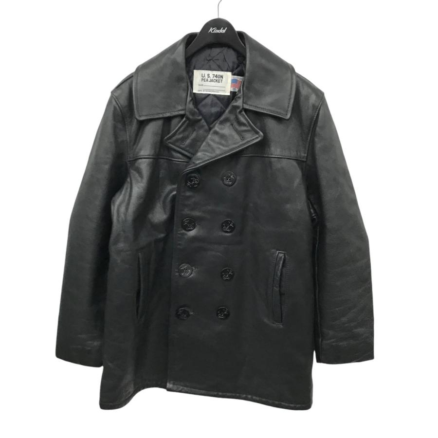 Schott N.Y.C ショット レザーピーコート 140 ブラック サイズ：38 