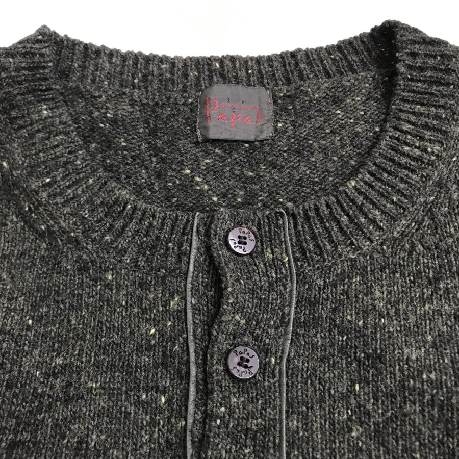 美品✨　Papas パパス　ニット　セーター　ツイード　ウール　ヘンリーネック PAPAS パパス ヘンリーネック カラフルネップ ウールニット セーター L