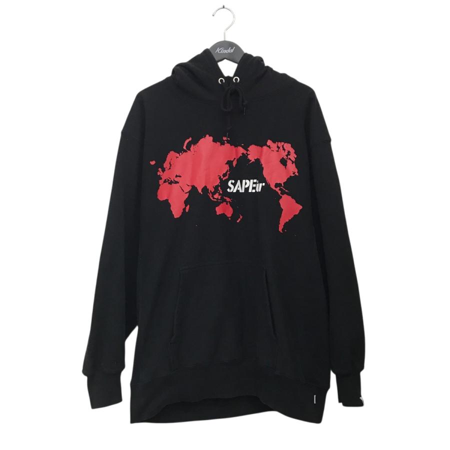 値下げ】SAPEur 世界地図 WORLD MAP HOODIE パーカー ブラック サイズ