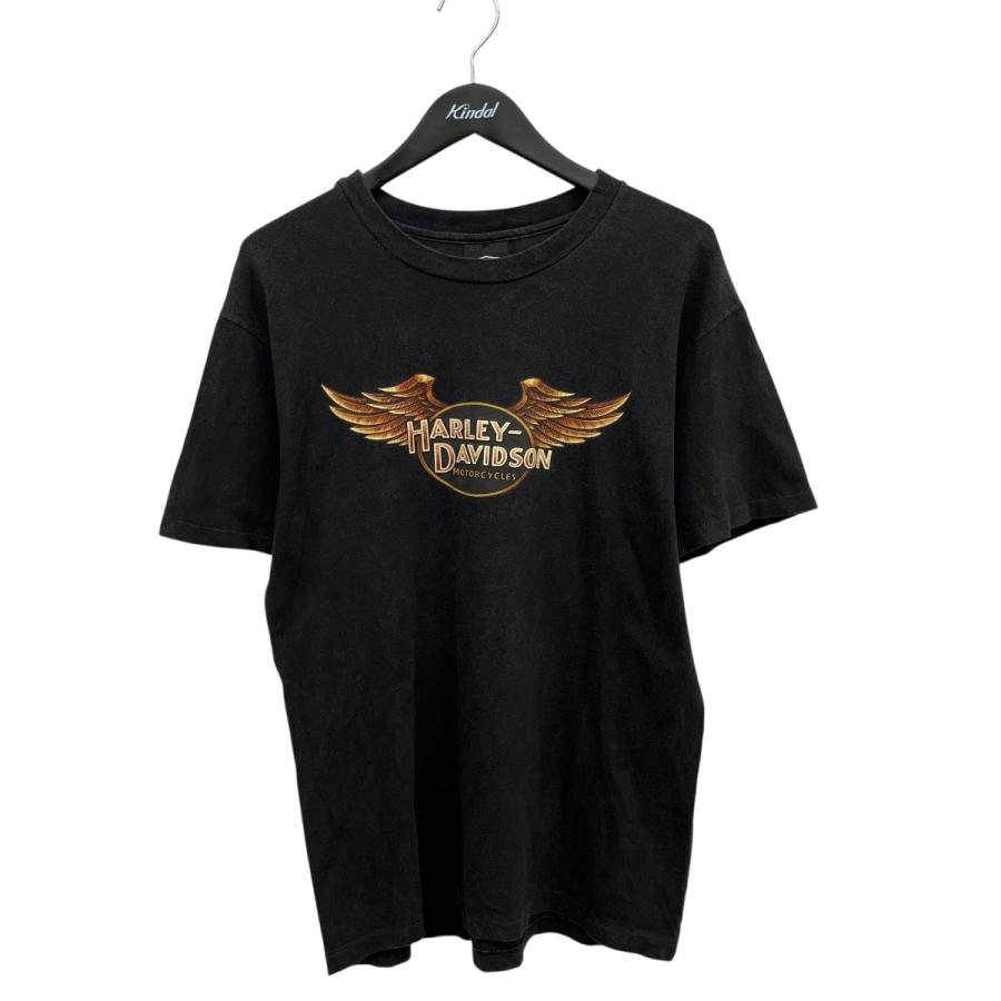 HARLEY-DAVIDSO　USA製　希少！　シングルステッチTシャツ　L Harley-Davidson】90s XL Tシャツ 黒 シングルステッチ 両面 USA製 トップス