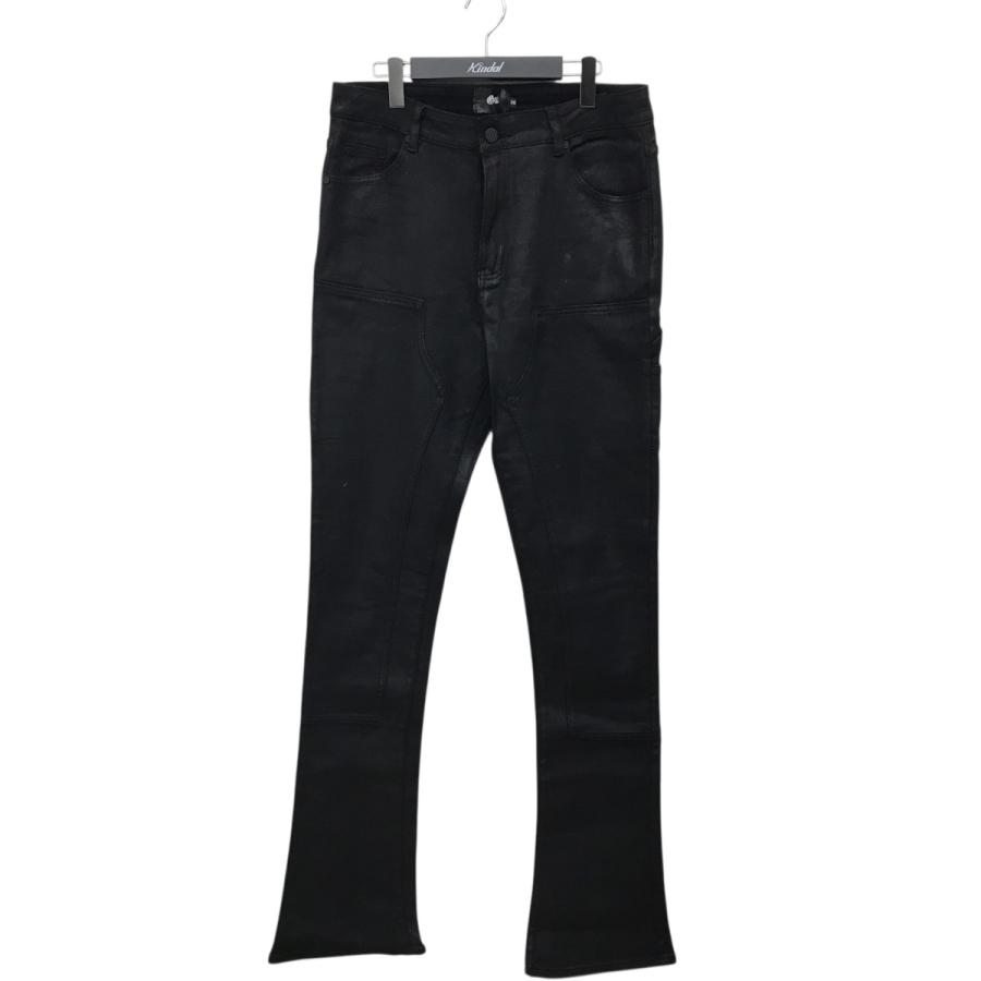 グアピ GUAPI ダブルニー コーティング フレアデニム ブラック サイズ