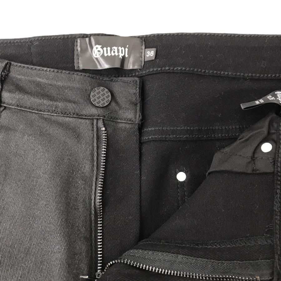 再出品　GUAPI ダブルニー　コーティングデニム グアピ GUAPI ダブルニー コーティング フレアデニム ブラック サイズ