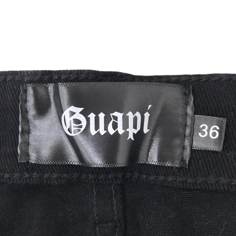 グアピ GUAPI ダブルニー コーティング フレアデニム ブラック サイズ