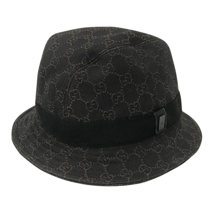 【美品】グッチ ハット 帽子 GG柄 ダークブラウン 濃茶 サイズXL GUCCI（グッチ） GUCCI GG柄 ハット ブラウン サイズ：l