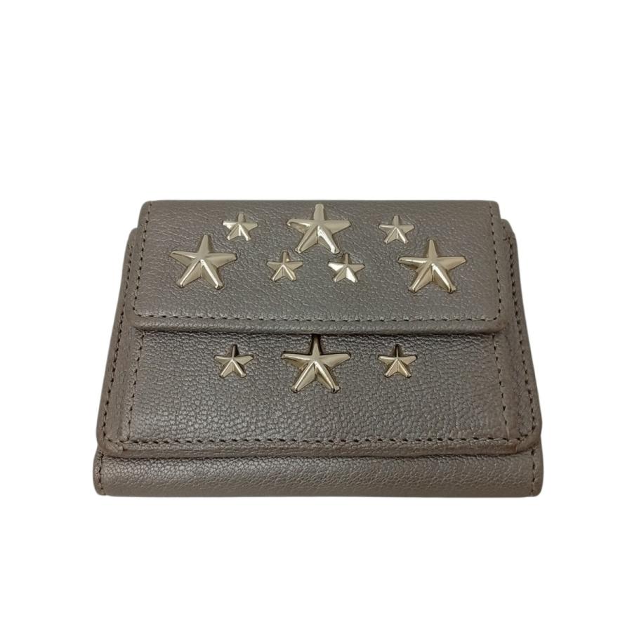 JIMMY CHOO（ジミーチュウ） スタッズ 3つ折り財布 グレージュ