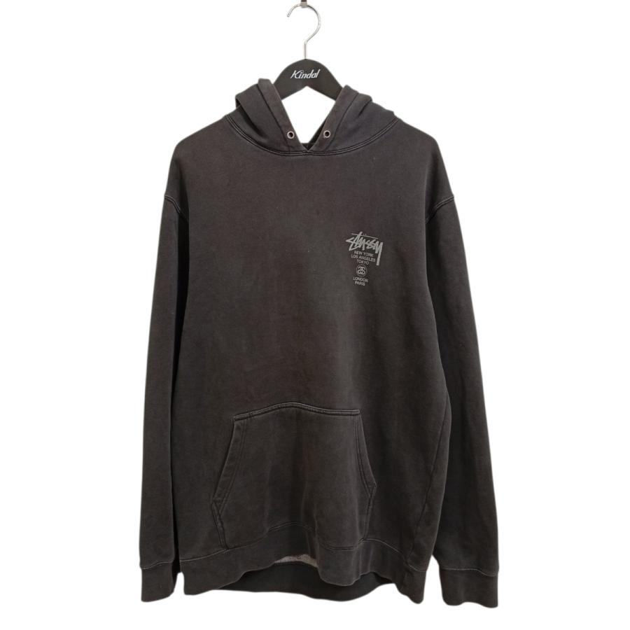 『超人気モデル』　ステューシー　パーカー　ワールドツアー　USA製　グレー　XL STUSSY（ステューシー） 【値下げ】stussy ワールドツアー パーカー