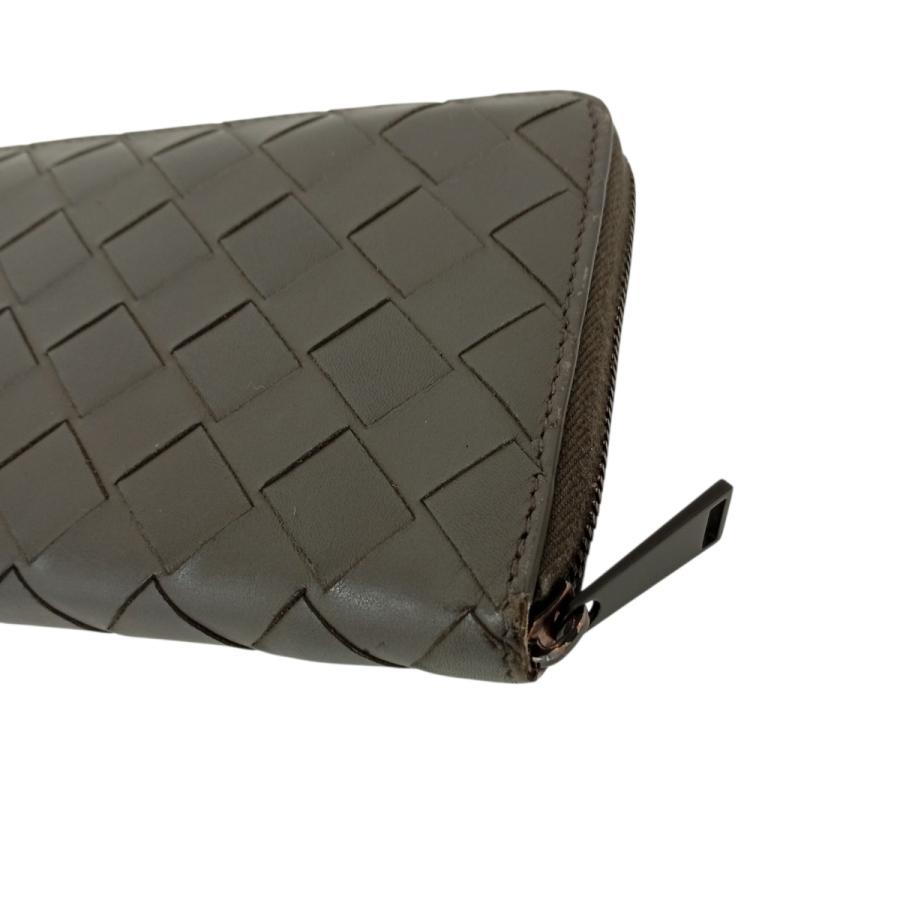 ボッテガヴェネタ✨イントレチャート ラウンドファスナー カーキグレー系 BOTTEGA VENETA（ボッテガ・ヴェネタ） イントレチャート ジップ