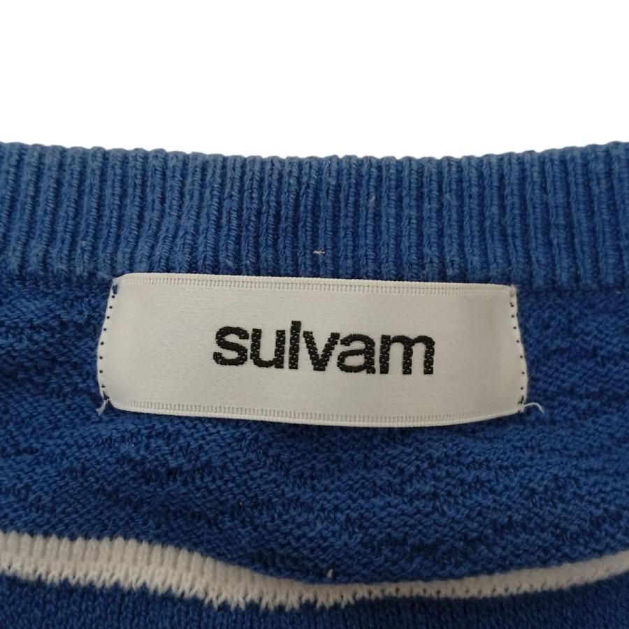 Sulvamサンプル入手　新品未使用タグ付春夏のオーバサイズニット sulvam（サルバム） sulvam Bicolor knit セーター SP-K10-890 ブルー
