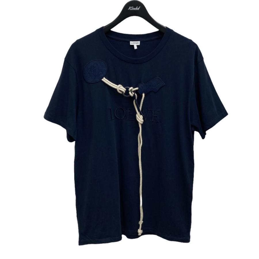 2022公式店舗 LOEWE 220628 (梅田クロス茶屋町店) サイズ:M ネイビー ロープデザイン半袖Tシャツ 半袖 2022公式店舗 LOEWE 220628 (梅田クロス茶屋町店) サイズ:M ネイビー ロープデザイン半袖Tシャツ 半袖