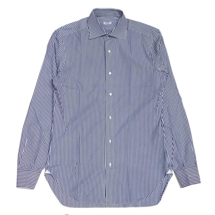 BARBA ストライプシャツ ホワイト×ネイビー サイズ：39 15 1／2 (神戸