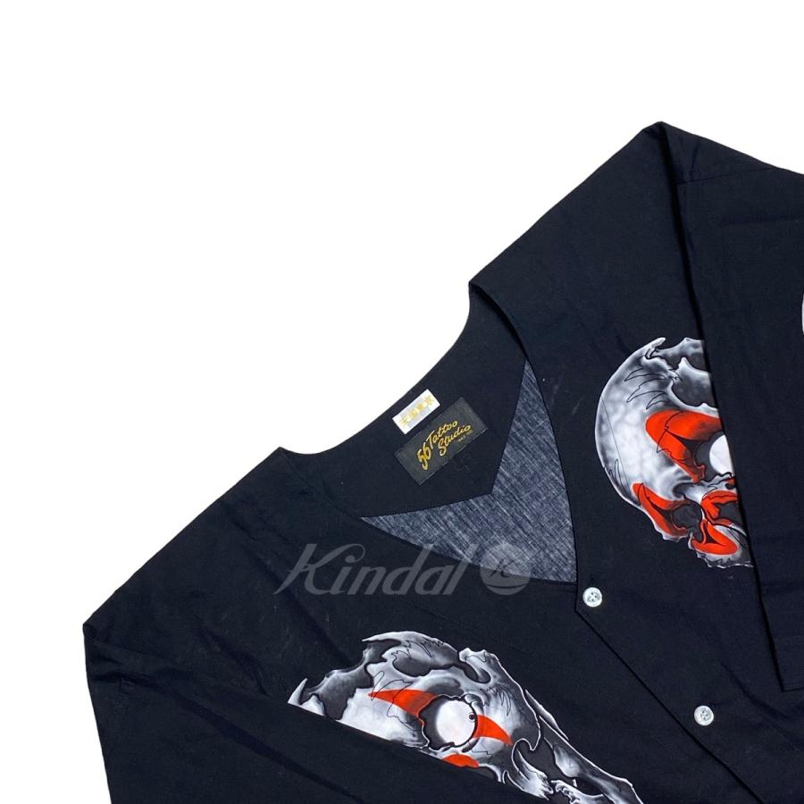 【値下げ】WACKO MARIA 56tattoo DABO  SHIRT ノーカラーシャツ ブラック サイズ：XL (神戸元町店)｜kindal｜03