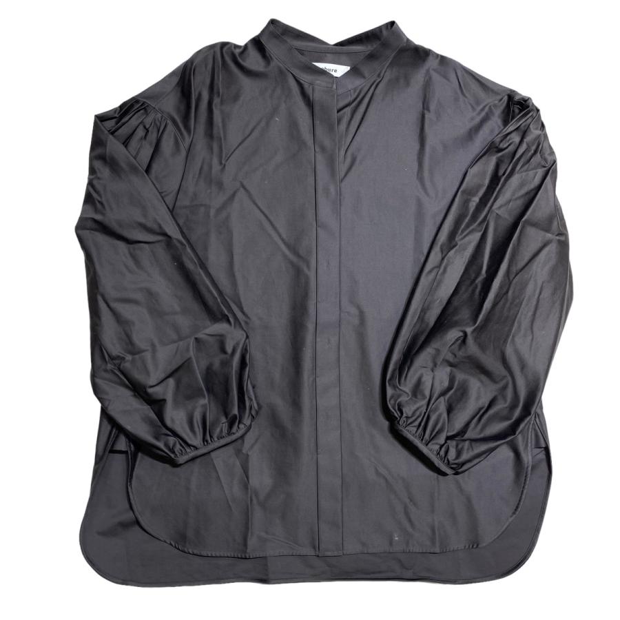 値下げ】EBURE 2021AW コットンサテンバンドカラーボリュームスリーブ 