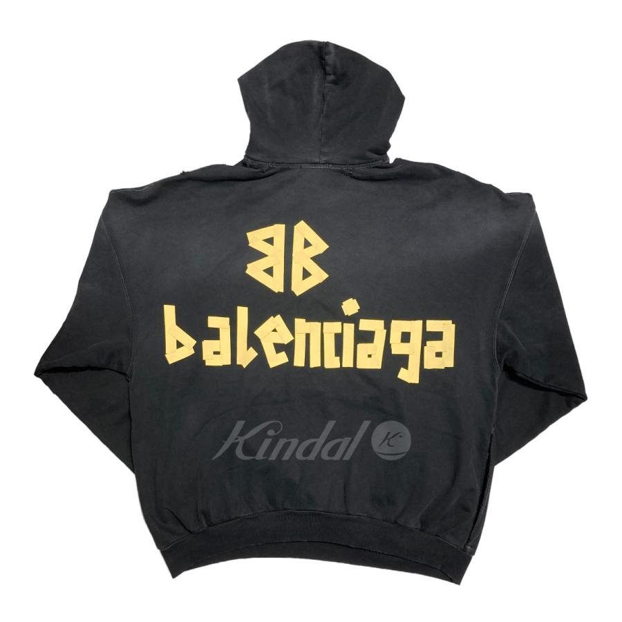 値下げ】BALENCIAGA 2023SS TAPE TYPE RIPPED POCKET OVERSIZED HOODIE 