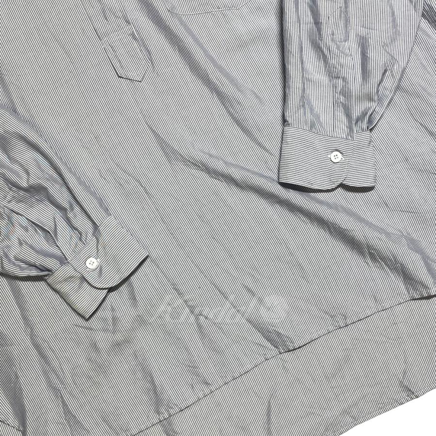 人気のある商品 コモリ COMOLI 23AW SILK STRIPEPULLOVER SHIRT バンドカラーシャツ ホワイト×グレー サイズ：3
