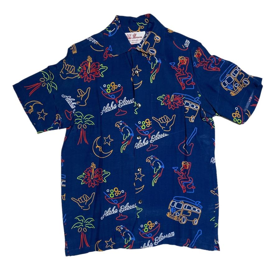 アロハブロッサム Aloha Blossom アロハシャツ AB-0008010104 ブルー 