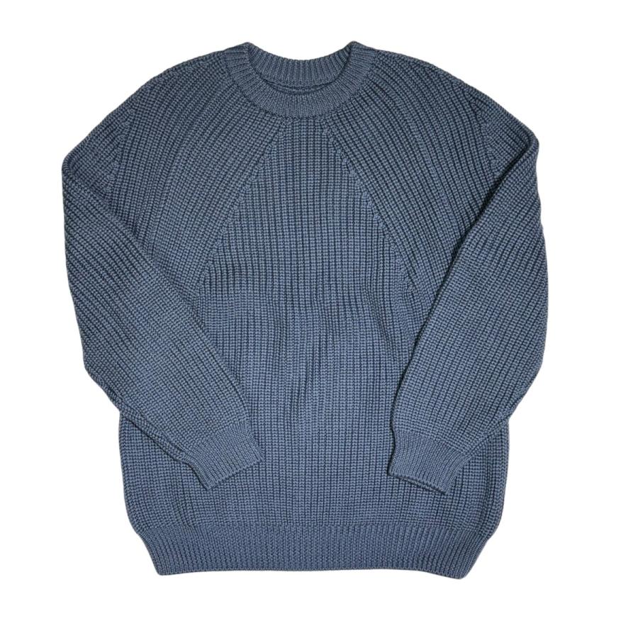 【美品】バトナー ウール100% シグネチャー 畦編み ニット◆ブルー 美品】バトナー ウール100% シグネチャー 畦編み ニット◇ブルー