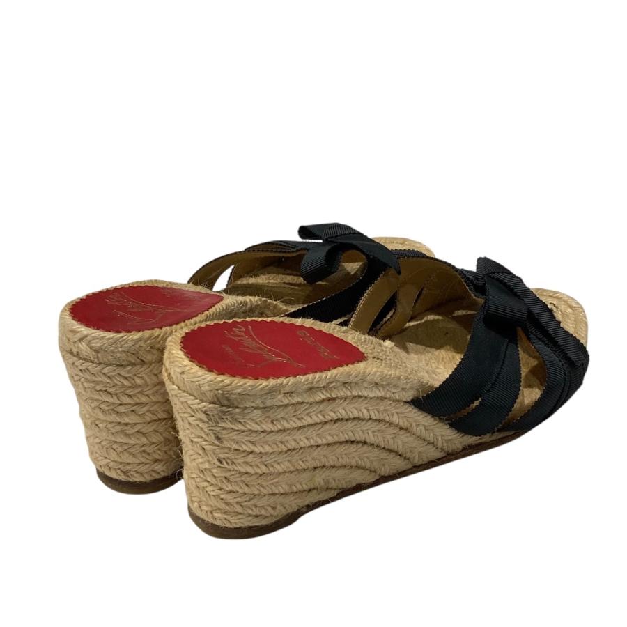 クリスチャンルブタン　黒リボンウエッジソールサンダル 楽天市場】【未使用品】【靴】Christian Louboutin クリスチャン