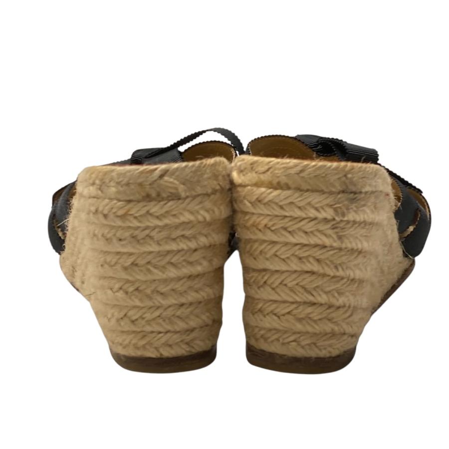 クリスチャンルブタン　黒リボンウエッジソールサンダル Christian Louboutin クリスチャンルブタン ウェッジソール