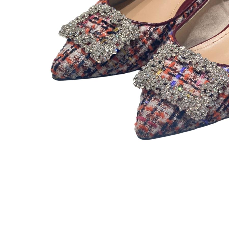 【OHGA】オーガ♡新品未使用♡ PETIT TWEED PUMPS 値下げ】OHGA TWEED BIJOU PUMPS パンプス マルチカラー サイズ：24.0